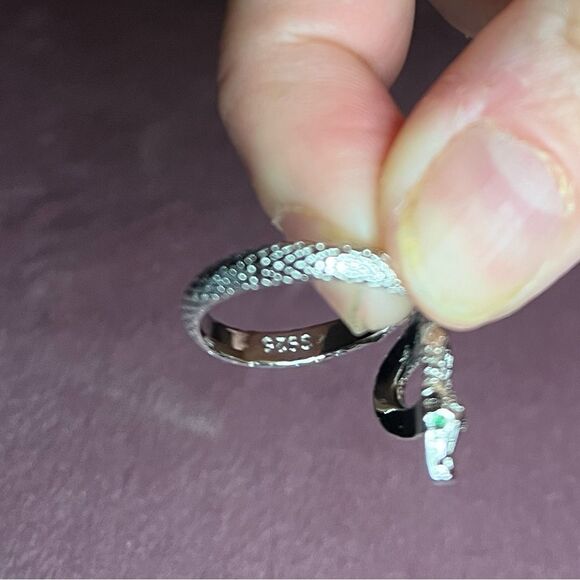 The Green Eyed Serpent Ring in 925 silver - Picture 3 of 12